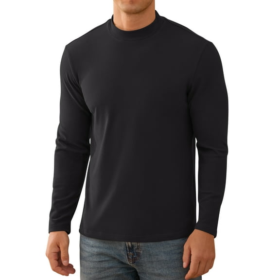 Iceglad Men's Long Sleeve Shirt Mock Turtleneck Cotton Basic Thermal Undershirt Lightweight Pullover