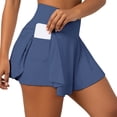 thumbnail image 6 of Aihuaihua Crossover Athletic Skorts for Women High Waist 2 in 1 Flowy Running Skirt with Pockets Stretchy Workout Tennis Skorts Navy M, 6 of 7