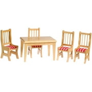 Town Square Miniatures Oak Dining Dollhouse Miniature Set with Cushions