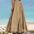 thumbnail image 6 of Women Skirt Elastic High Waist Pleated Maxi Skirt Solid Color A-Line Ankle-Length Skirt Large Hem Long Skirt Work Leisure Wear, 6 of 8