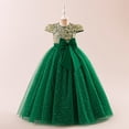 thumbnail image 2 of Girls Elegant Princess Tulle Dress with Sequin Bodice Big Bow Short Sleeve Formal Gown for Party Wedding Birthday, 2 of 5