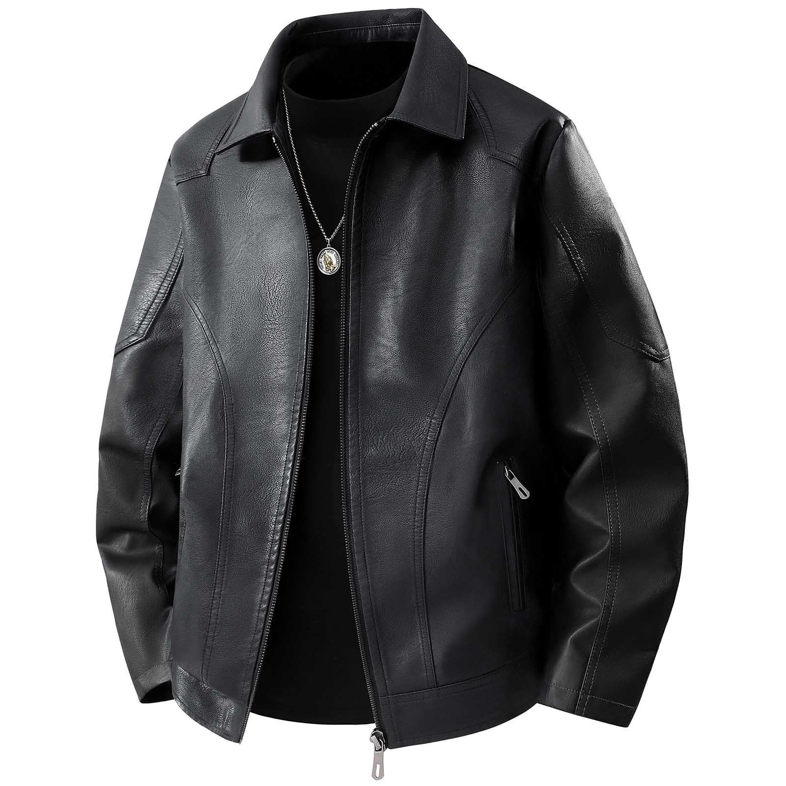 Uootdi Cropped Leather Jacket for Women Vintage Style Motorcycle Bomber Jacket Faux Leather Lapel Neck Zip Up Long Sleeve Coats Fall Going Out Jackets