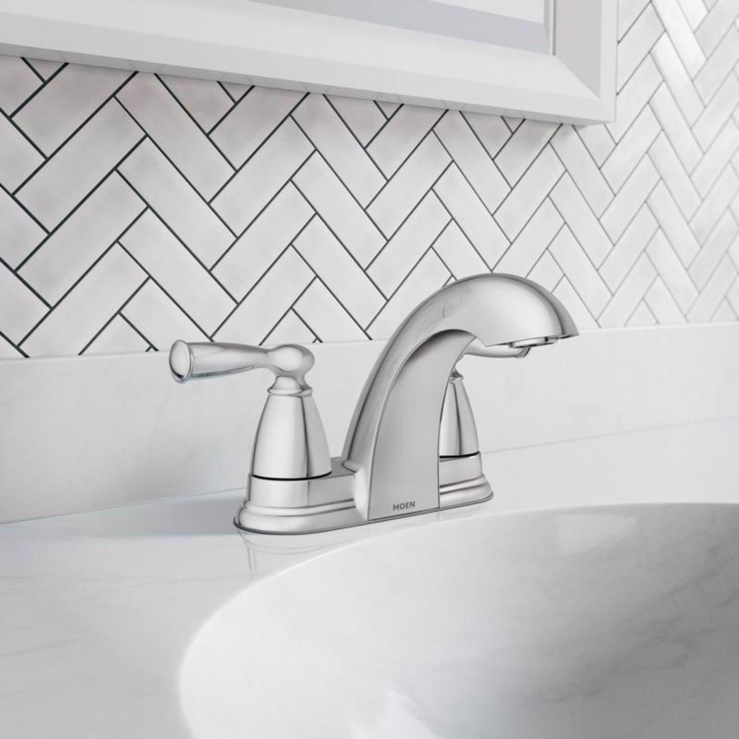 Moen Banbury Chrome Centerset Bathroom Sink Faucet 4 in.