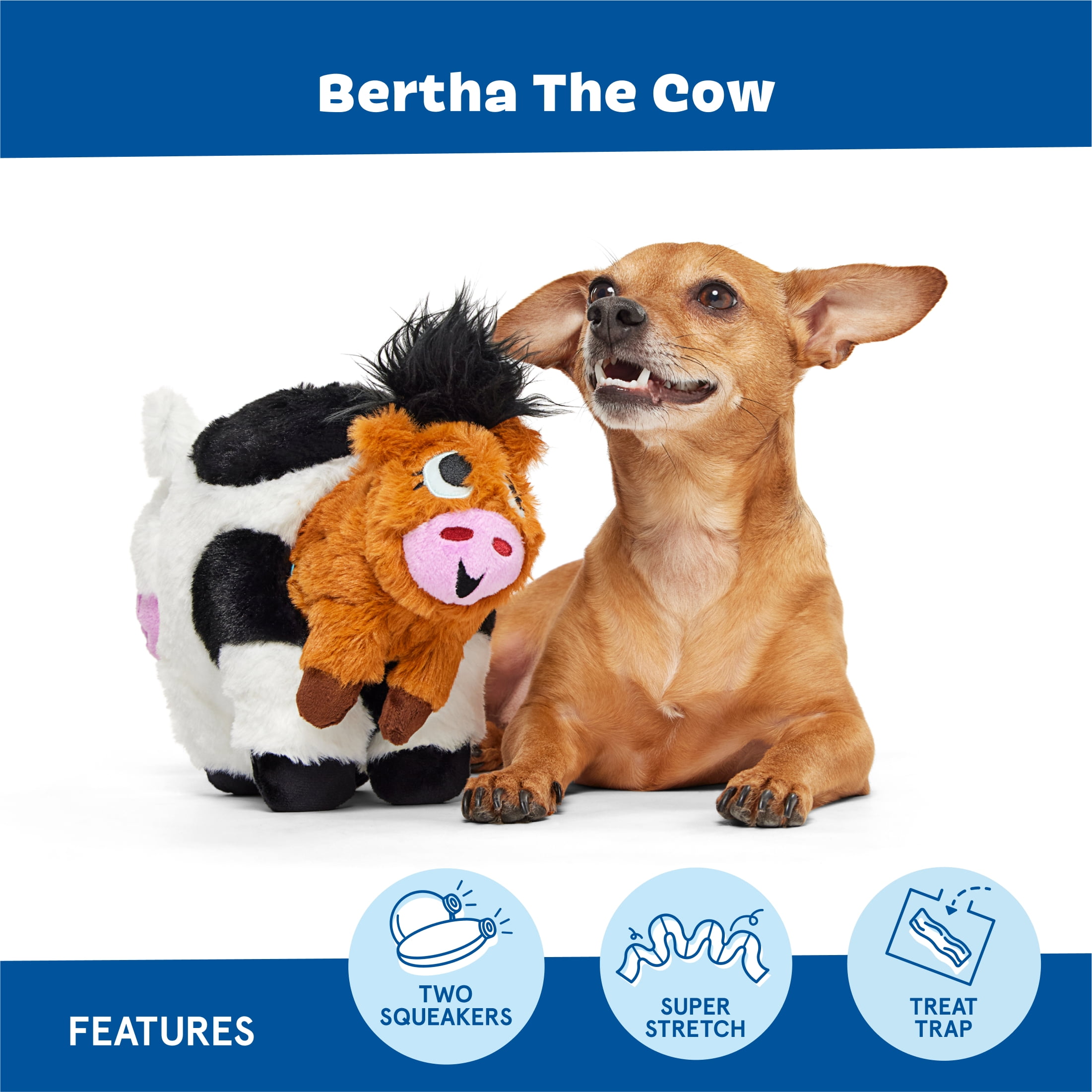 BARK Birthing Cow Calf Farm Plush Dog Toy All Sizes