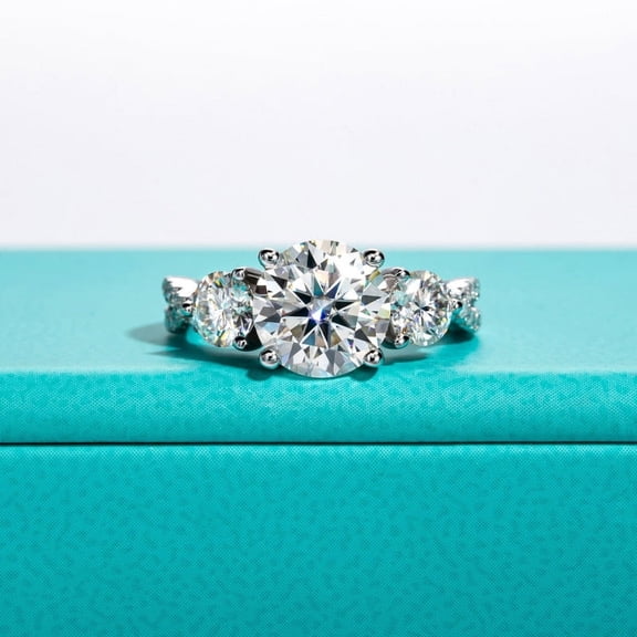 Silvago Jewel 14k White Gold Over Engagement Ring - Brilliant 1.8Ct Round Cut Lab Created Diamond Women's Wedding Ring - Criss Cross Promise Engagement Ring - Three Stone Diamond Ring for Her