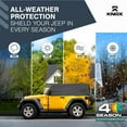 thumbnail image 3 of NEH Gray 2-Door Cab Car Cover, Waterproof Sun Shade, Half Car Cover with Wind-Resistant Quick Release Buckle Tie-Down Straps, Compatible with 1976–2006 Jeep Wrangler TJ, YJ, JK, Jeep CJ, 3 of 7