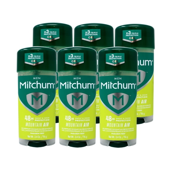 Mitchum Men’s Triple Odor Protection Antiperspirant & Deodorant Gel, Mountain Air, 48HR Protection, 3.4 oz - 6 Pack