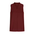 thumbnail image 5 of Stichou Women's Casual Dressy Business Blouse Mock V Neck Sleeveless Shirts Tunic Work Shirt Summer Solid Color Tank Tops Wine S, 5 of 9