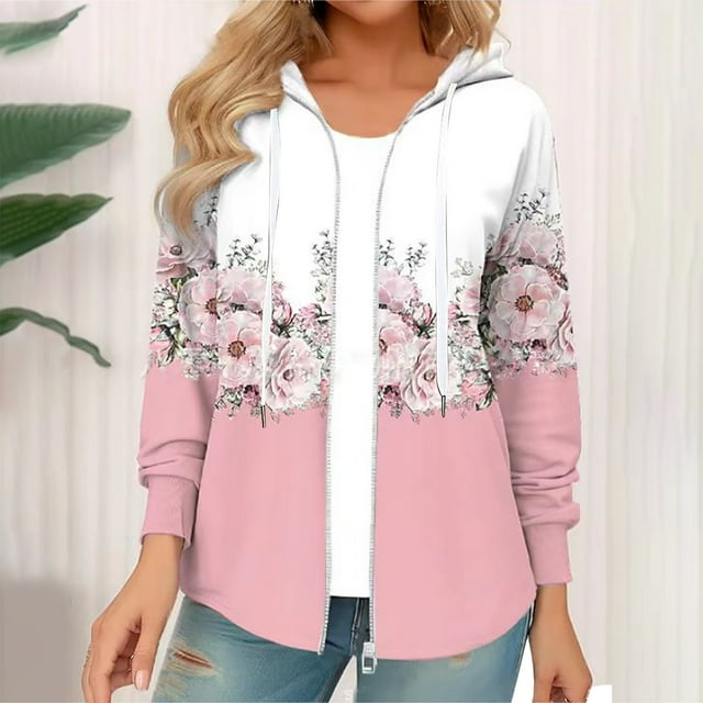 Chaquetas y abrigos casuales con capucha de manga larga para mujer, sudaderas con capucha de moda, chaqueta de manga larga con cremallera completa y bolsillo, abrigo para mujer