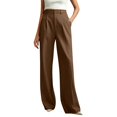 thumbnail image 2 of Women's High Waisted Straight Leg Dress Pants, Business Casual Work Slacks for Women, Solid Color Relaxed Fit Trouser Pants for Spring Summer Work Travel Coffee S, 2 of 4
