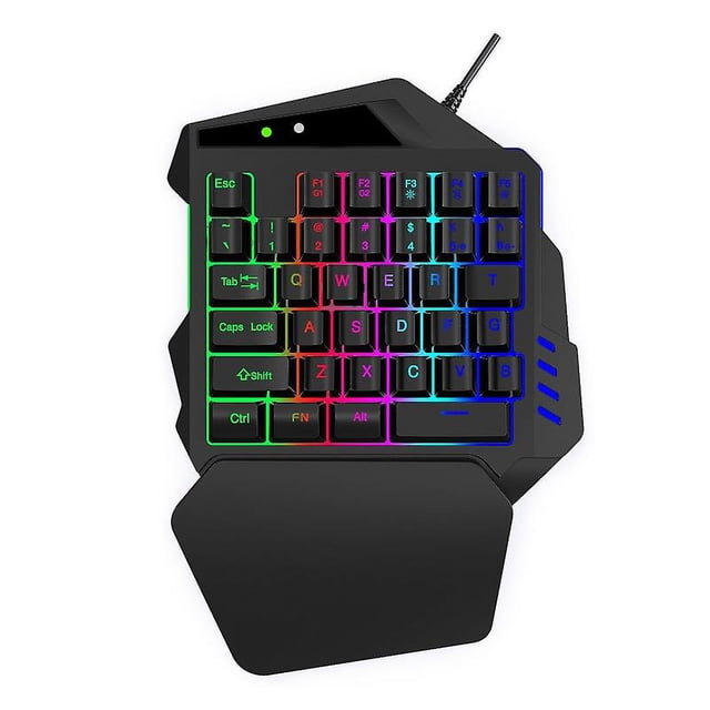 V500 35 teclas Rgb Teclado para juegos de mano izquierda Controlador analógico Entrada Controlador de juego con una mano Retroiluminación LED Teclas Diapasón mecánico