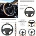 thumbnail image 3 of Jeiento Dolphins Car Seat Cover Set with Steering Wheel Cover Seat Belt Strap Cover Garbage Bin Armrest Cover Pad Rearview Mirror Cover Coasters Gear Shift Knob Cover Set Fit SUV Sedans Van Truck, 3 of 7