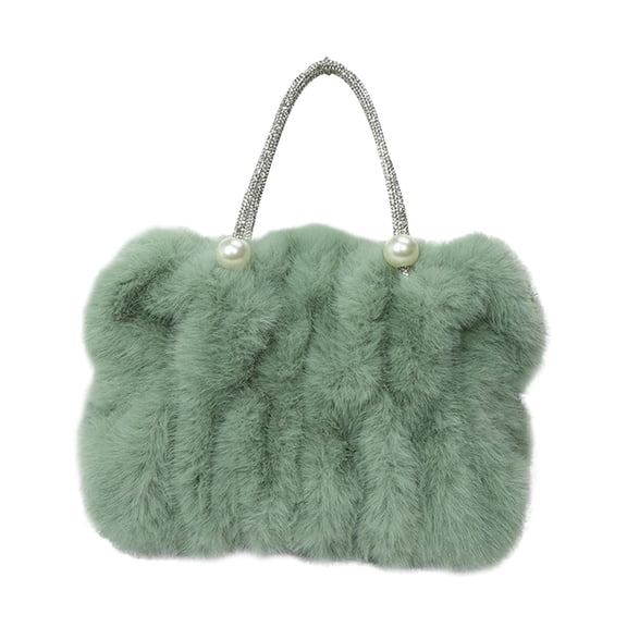 Wxqbjtam Women's Plush Bag Casual Satchel Top Handle Bag Lightweight Trendy Crossbody Bag Green