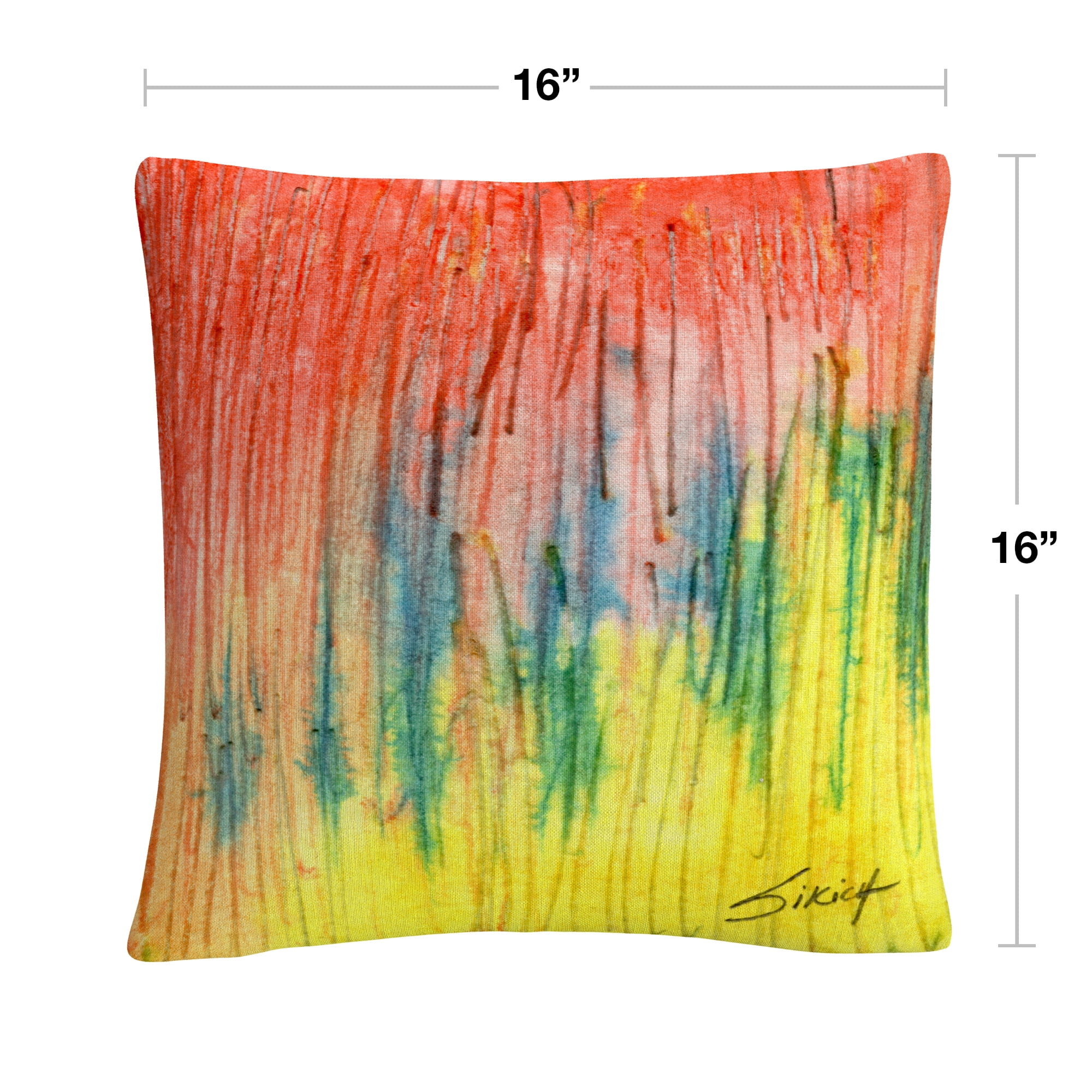 Zigs Zag' Red Yellow Abstract By Anthony Sikich 16 X 16 Decorative Throw Pillow