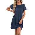 thumbnail image 2 of Roncen Womens Crochet Swim Cover Up Short Sleeve Waffle Knit Tops Bathing Suit Beach Dress Crew Neck Hollow Out Dresses, 2 of 6
