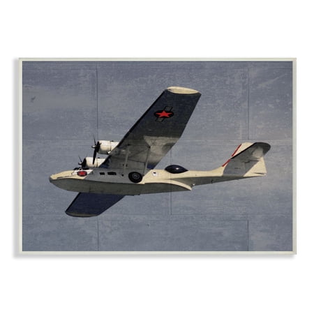 The Kids Room by Stupell Kids Military Plane Vehicle Blue Design Wall Plaque Art by Daphne Polselli
