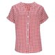 thumbnail image 3 of Camisas de Manga Larga para Mujeres Cuello en V de Ajuste Suelto Botón de Manga Corta Lino Túnica Blusa Cuadrado, 3 of 8