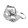 thumbnail image 1 of Unique Bargains 1 Pc Crystal Beaded Half Face Party Mask for Masquerade Party Silver Tone, 1 of 5