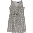 thumbnail image 1 of Ralph Lauren Womens Ruffled Print Sheath Surplice Dress gray 10P, 1 of 2