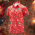 thumbnail image 3 of Gyexs Christmas Hawaiian Shirts for Men Short Sleeve Printed Button Down Beach Shirts Red Size S, 3 of 4