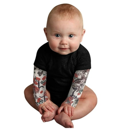 

Ecqkame Baby Rompers Clearance Newborn Infant Baby Boy Tattoo Printed Long Sleeve Patchwork Romper Bodysuit Black 90