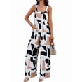 thumbnail image 3 of Women'S Summer Boho Casual Jumpsuits Wide Leg Overalls Floral Print Baggy Rompers with Pockets Coffee Color L, 3 of 8