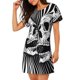thumbnail image 2 of Easygdp Psychedelic Skull Illusion Art Camisón de manga corta para mujer, informal, estampado, 2 of 6