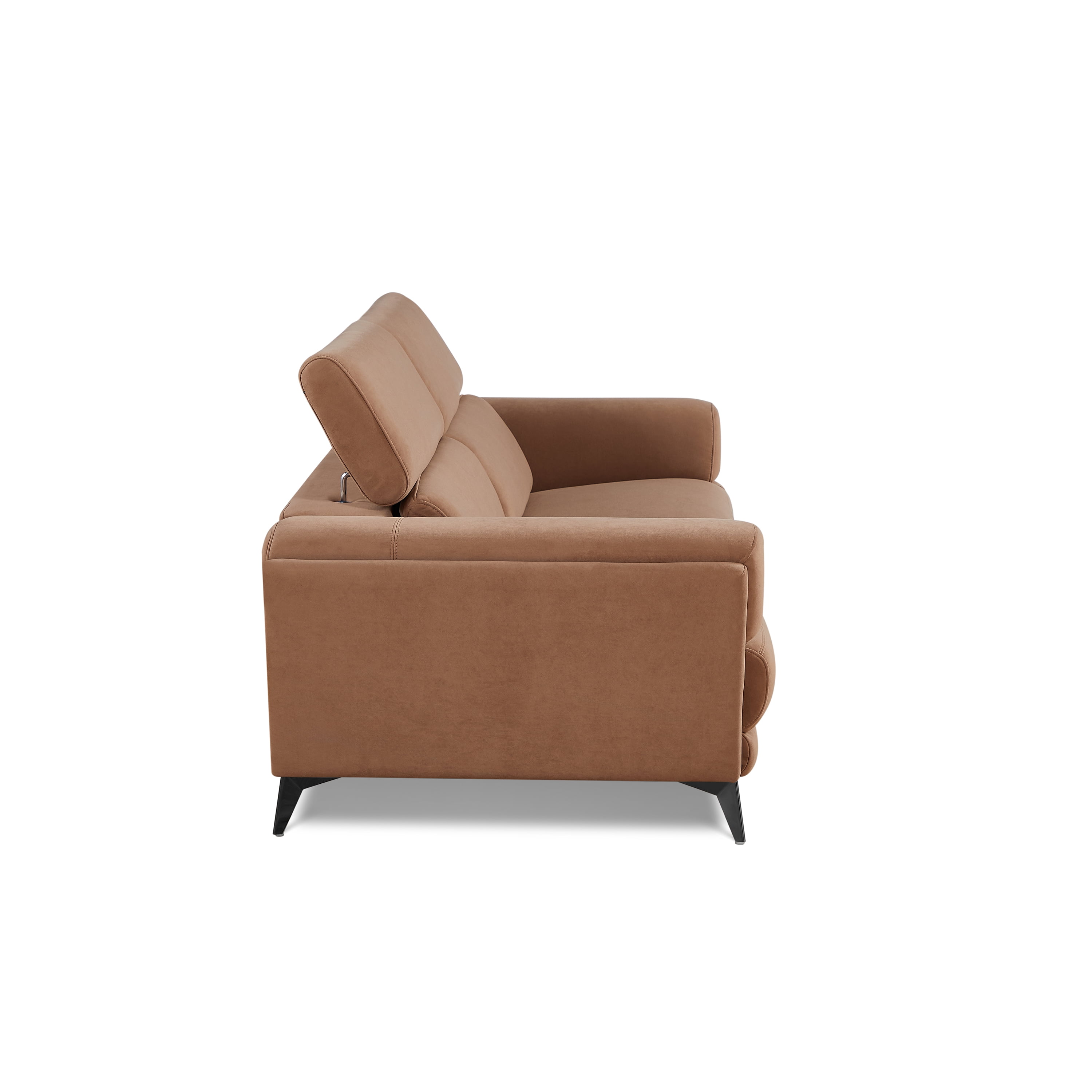 Contemporary Living Room Loveseat with Adjustable Headrest, Brown