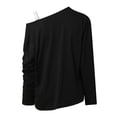 thumbnail image 5 of Fesfesfes Women Long Sleeves Tops Casual One Shoulder Straped Blouse Pullover Loose Shiny Sequin Tunic Tops, 5 of 8