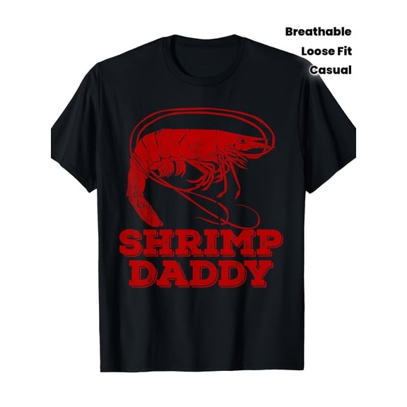 Funny Retro Distressed Shrimp Daddy Graphic T-Shirt for Men, Seafood Lover Enthusiast Casual Breathable Loose Fit Tee