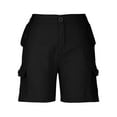 thumbnail image 3 of Cargo Shorts Women Sevevn Women's Fashionable Solid Color Cotton Linen Loose Casual Wide Leg Shorts, 3 of 8