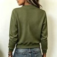 thumbnail image 4 of Vynhevius Women Bomber Jacket Solid Stand Collar Zip Up Textured Long Sleeve Pockets Casual Outerwear, 4 of 6