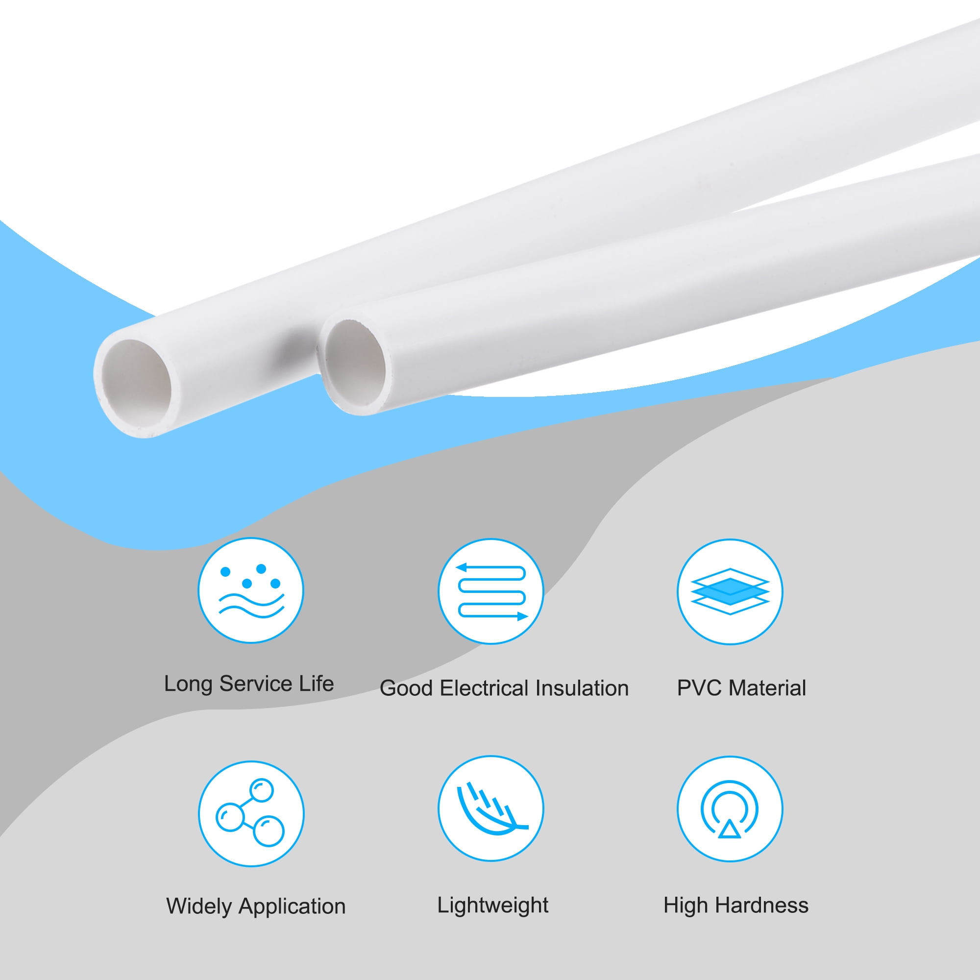 Buy Uxcell 8mm ID 10mm OD 500mm White PVC Pipe Round Rigid Plastic Tube