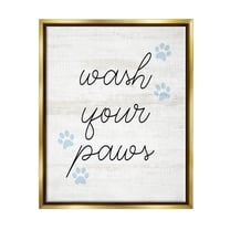 Wash Your Paws Pet Shapes Typography Graphic Art Metallic Gold Framed Art Print Wall Art