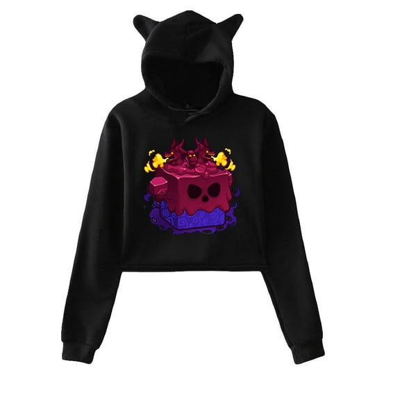 Blox fruits Cat ear Hoodie Retro Casual Women's Short Hoodie Sportswear