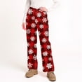 thumbnail image 5 of Women's Soft Comfortable Plush Casual Pyjama Bottoms with Christmas Snowflake and Tree Print, Home Sleep Pants for Winter Wear, Cozy Lounge Pants and Indoor Use, Wine, XL, 5 of 5