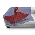 thumbnail image 3 of Spanish Soft Flannel Fleece Throw Blanket, Daincing Cartoon Lady with a Fan and Ethnic Clothes, Cozy Plush for Indoor and Outdoor Use, 50" x 70", Maroon Vermilion, by Ambesonne, 3 of 6