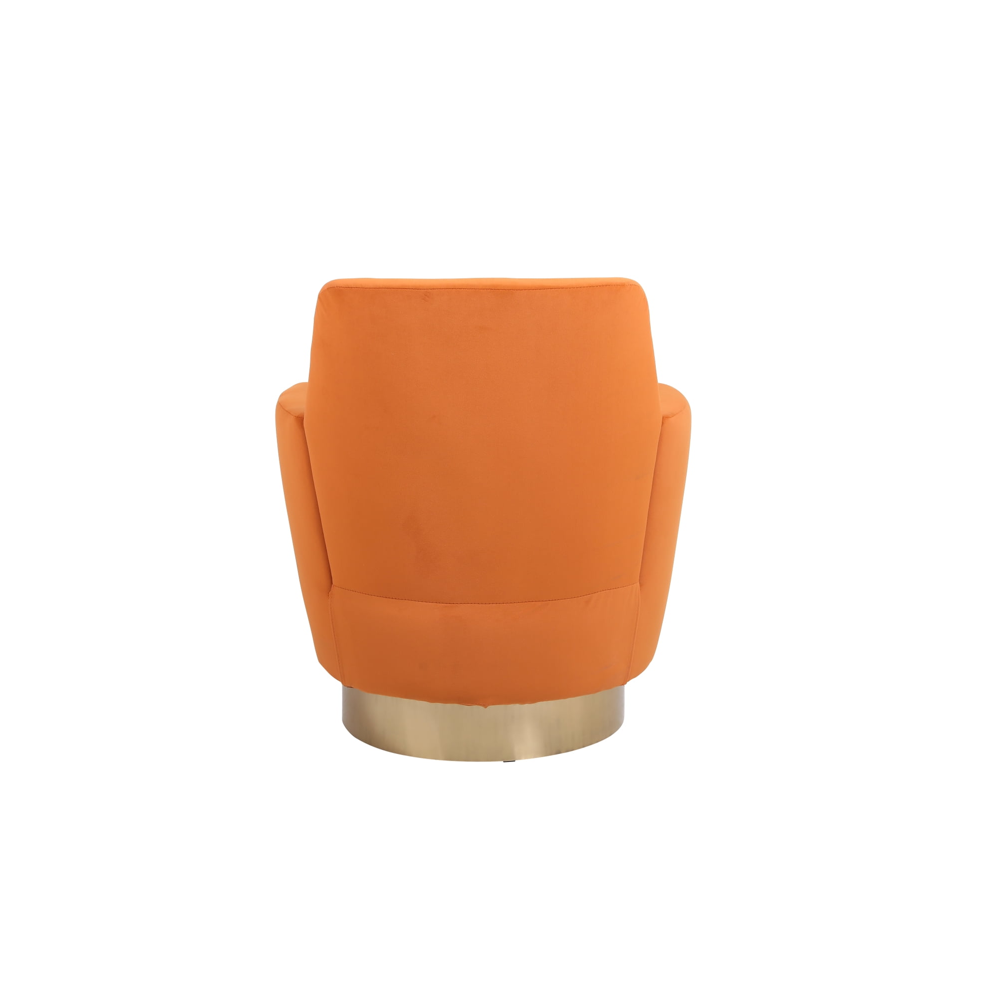 Leumius Velvet Swivel Barrel Chair, Swivel Accent Chairs Armchair, Round Barrel Chairs with Gold Stainless Steel Base for Living Room Reading Room Bedroom Orange