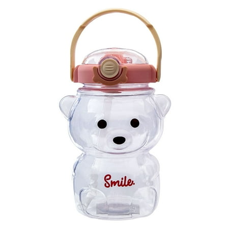 

Carolilly 1000ml Bear Straw Bottle Leakproof Water Jug with Shoulder Strap for Outdoor