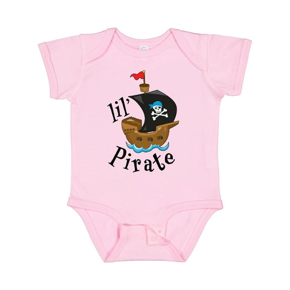 Inktastic Lil' Pirate Pirate Ship, Blue Bandana Boys or Girls Baby Bodysuit