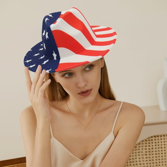 Special Offer! Flag Cowboy Hat Panama Sailor Dance Independence Day Flag Pattern Hat Independence Day Gift
