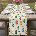 thumbnail image 4 of Beige Cartoon Truck Table Runner 60 Inches, Funny Cute Colorful Car Tree Polka Dot Bed Runner Dresser Scarves Tabletop for Indoor Outdoor Parties/Ceremony/Banquet, 13" x 60", 4 of 9