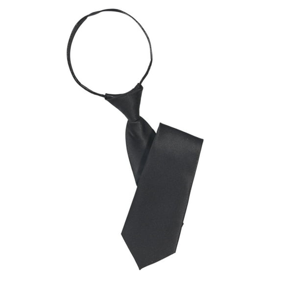 INSPIRE CHIC Men's Adjustable Zipper Solid Color Business Interview Necktie Black-Zip One Size