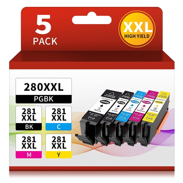 Cartuchos de tinta Kuva 280XXL 281XXL compatibles, paquete de 5