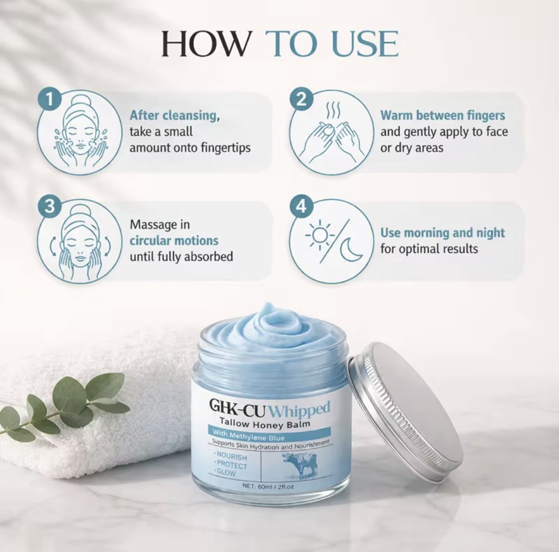 GHK-Cu Blue Balm, Manuka Honey & Vitamin E Cream, 2.12 OZ