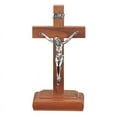 thumbnail image 2 of Wooden Walnut Finish Standing Catholic Crucifix Cross with Silver Toned Jesus Christ, 6 Inch, 2 of 7