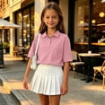 thumbnail image 5 of The Children's Place Girl's Short Sleeve Ruffle Pique Polo Shirt, 5 of 6