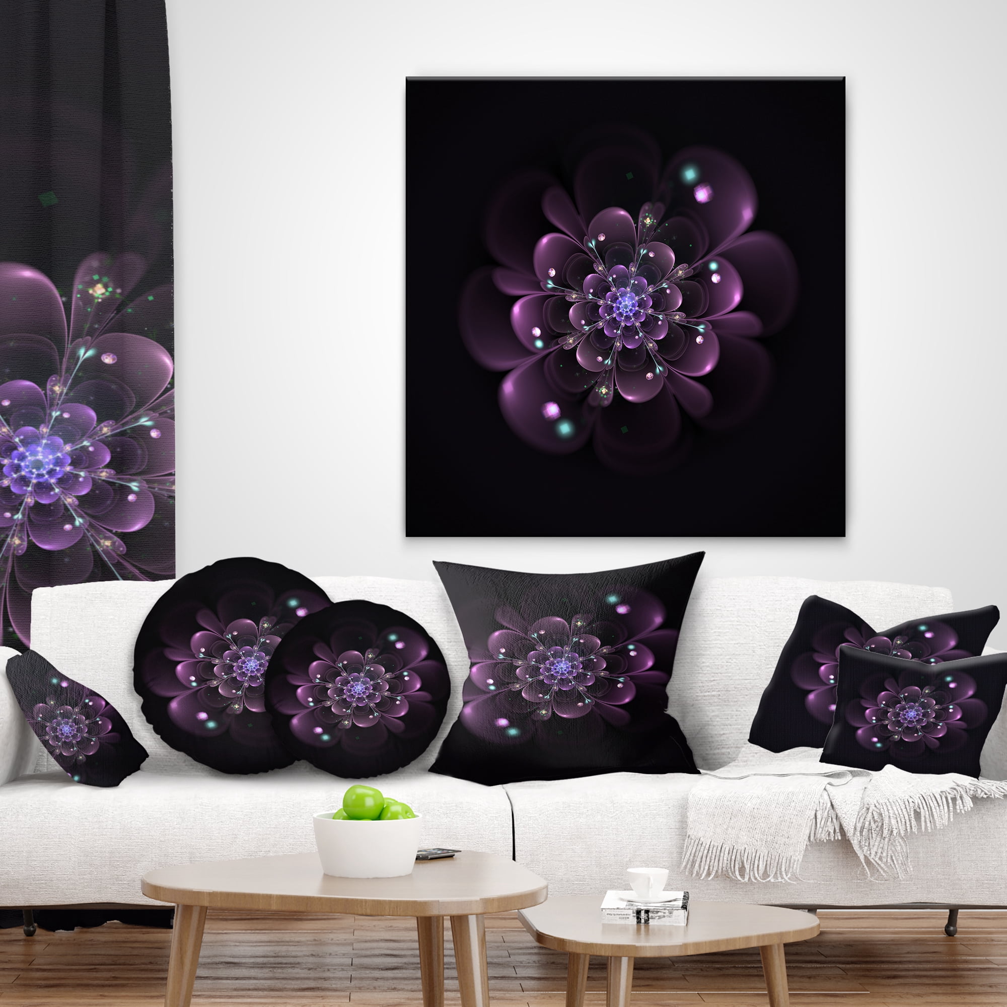 Designart 18" x 18" Purple Polyester Throw Pillow