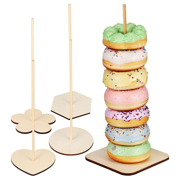 NUOLUX 5Pcs Doughnut Holder Party Donut Stands Heart Hexagon Plum Blossom Boxwood Abs For Decoration