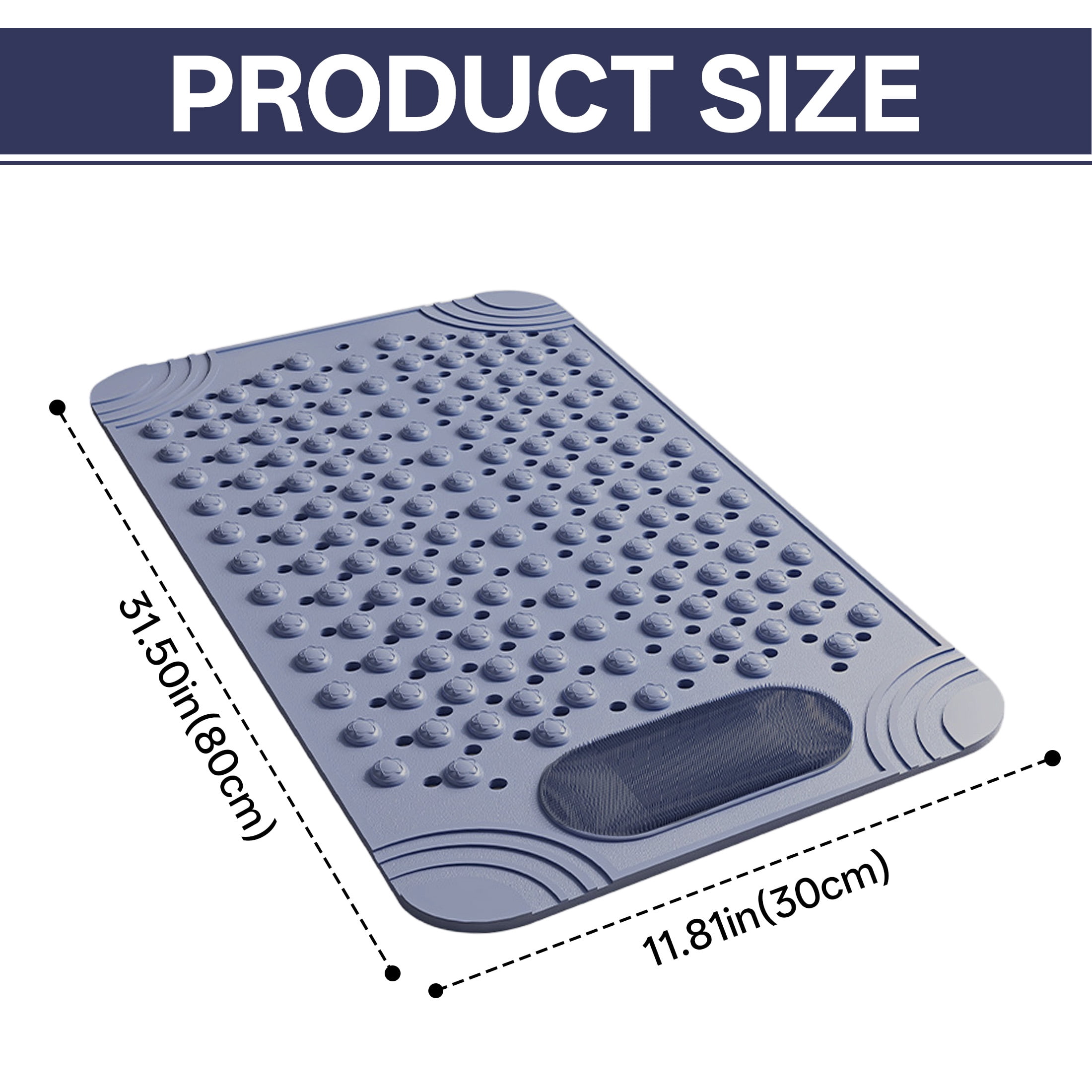 LAMIRO Non-Slip Bathtub Mat, Anti-Mold Mildew Resistant Shower Mat for Tub, Grip Bath Mat for Bathroom Shower Use, 14.17"x27.56", Gray
